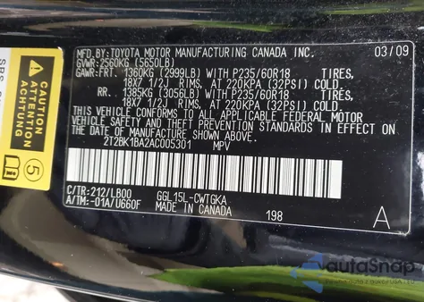 2010 Lexus Rx 350 z USA, uszkodzony, nr VIN 2T2BK1BA2AC005301